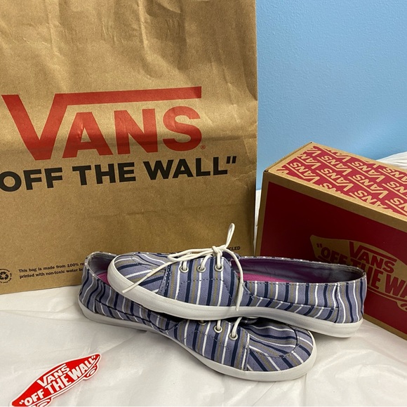 Vans Women’s Surf Sailor Navy Striped Slip on Shoes sz 8 - Picture 9 of 12